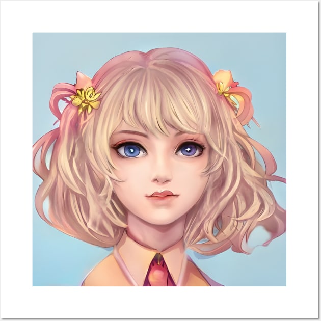 Blonde Hair Anime Girl Wall Art by animegirlnft